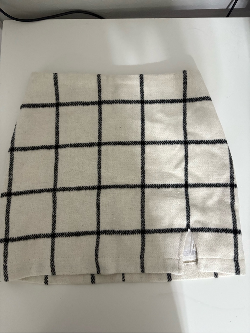 Altar'd State Cream Mini Skirt with Black Windowpane